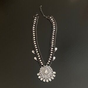 Elegant Silver and Black Women's Necklace